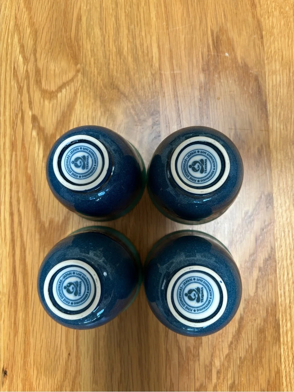 Beautiful Teavana Ceramic Tea Cups - Blue Green Glaze Set of 4